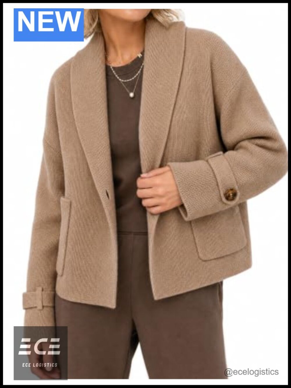 Open Front Chunky Knit Cardigan Sweater Jacket Shawl Collar Short